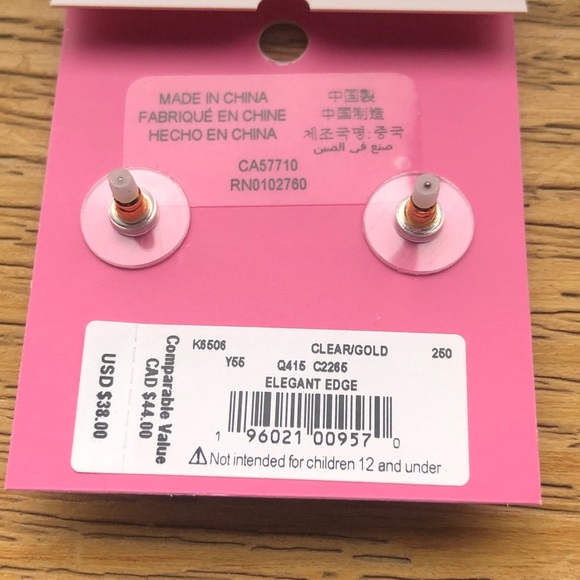 Kate Spade Gold Tone Elegant Edge Round Stud Earrings With Clear CZ Accent NWT - Picture 10 of 10